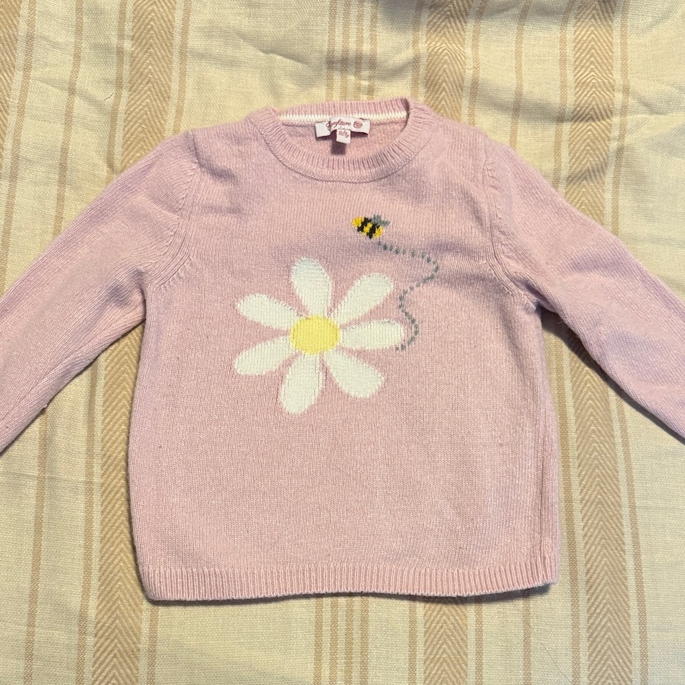 Kids Pink Sweater with Daisy and Bee Design